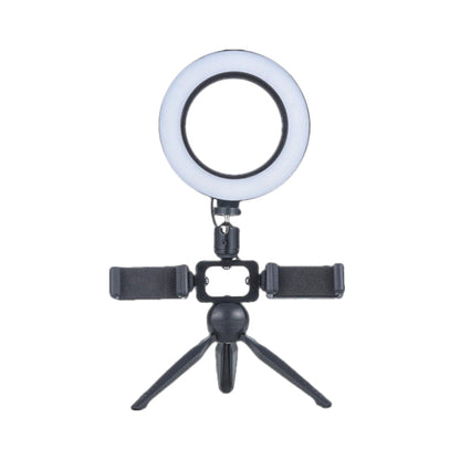 Rynx | Modernist Circle Make-Up Lamp Metal Mobile Phone Holder LED Tripod Fill Lighting in Black