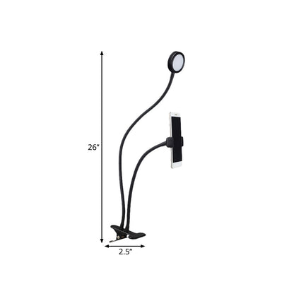 Rynx | Round Fill Flush Lamp Contemporary Metal Black/White LED Flexible Sink Lighting with Clip Base