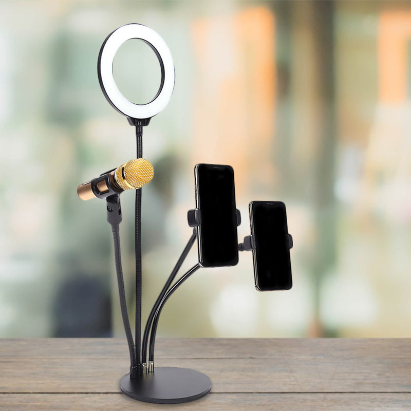 Rynx | Black Circle Mirror Lighting Modernist Metal LED Fill Flash Lighting with USB Connection