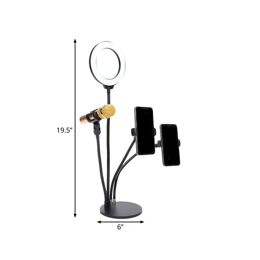 Rynx | Black Circle Mirror Lighting Modernist Metal LED Fill Flash Lighting with USB Connection