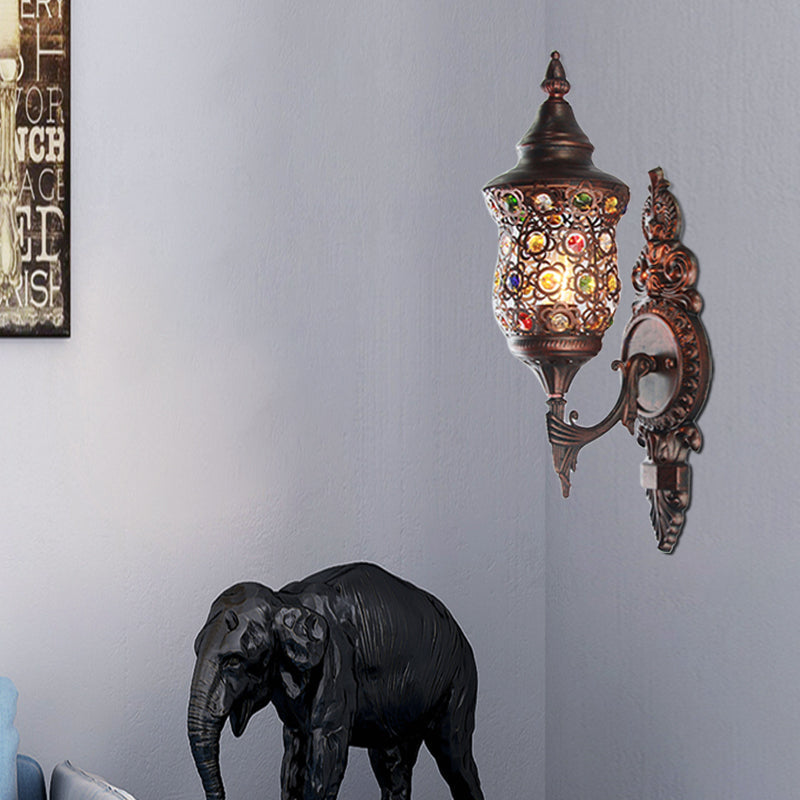 Rynx | Antique Copper Urn Wall Lamp Bohemian Metal 1 Lamp Bedroom Wall-mounted Lighting