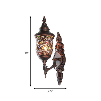 Rynx | Antique Copper Urn Wall Lamp Bohemian Metal 1 Lamp Bedroom Wall-mounted Lighting