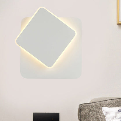 Rynx | Nordic Squared Movable Wall Lamp Iron Living Room LED Ceiling Mount Wall Light in Black/White with Acrylic Shade, Warm/White Light