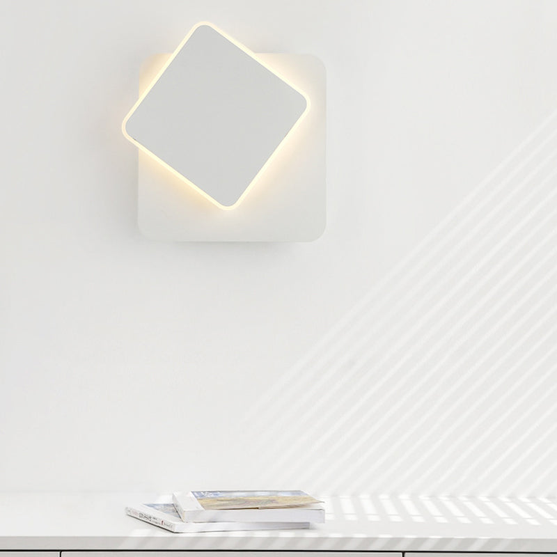 Rynx | Nordic Squared Movable Wall Lamp Iron Living Room LED Ceiling Mount Wall Light in Black/White with Acrylic Shade, Warm/White Light