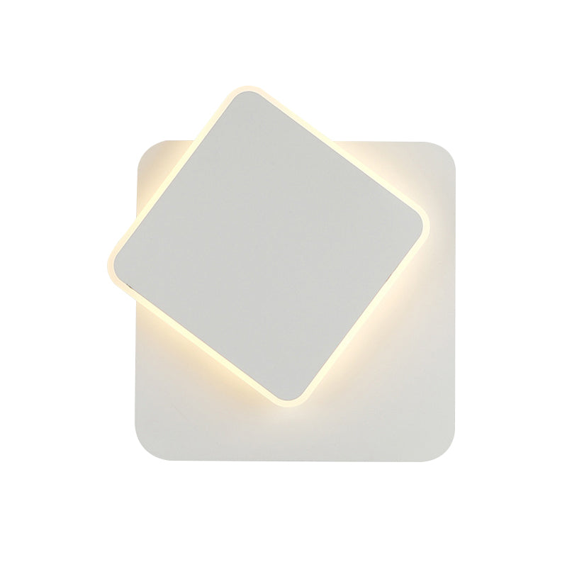 Rynx | Nordic Squared Movable Wall Lamp Iron Living Room LED Ceiling Mount Wall Light in Black/White with Acrylic Shade, Warm/White Light