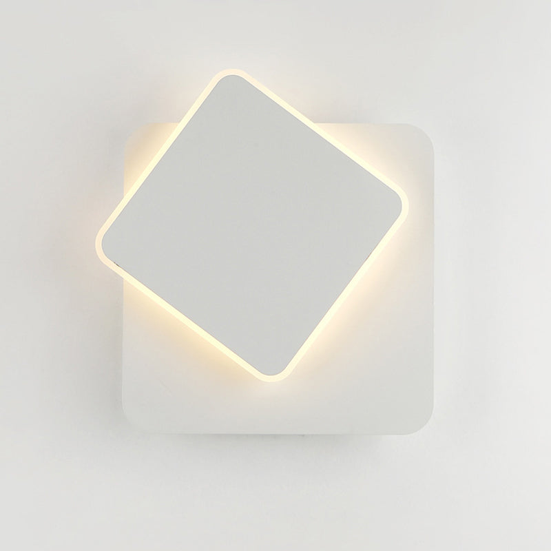 Rynx | Nordic Squared Movable Wall Lamp Iron Living Room LED Ceiling Mount Wall Light in Black/White with Acrylic Shade, Warm/White Light