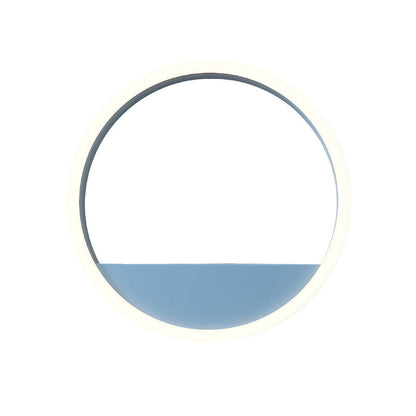 Rynx | Iron Ring Flush Mount Wall Light Macaron Pink/Blue 12"/16" Wide LED Wall Lamp in Warm/White Light with Shelf Function