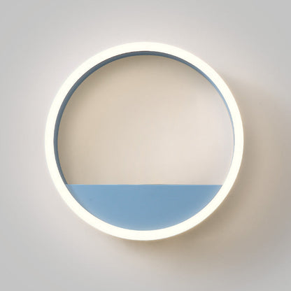 Rynx | Iron Ring Flush Mount Wall Light Macaron Pink/Blue 12"/16" Wide LED Wall Lamp in Warm/White Light with Shelf Function