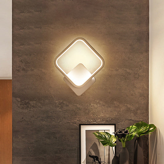 Rynx | Fillet Square Ring Acrylic Wall Light Simplicity White LED Wall Mounted Lamp in Warm/White Light, 10"/12" Wide