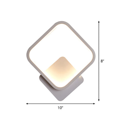 Rynx | Fillet Square Ring Acrylic Wall Light Simplicity White LED Wall Mounted Lamp in Warm/White Light, 10"/12" Wide
