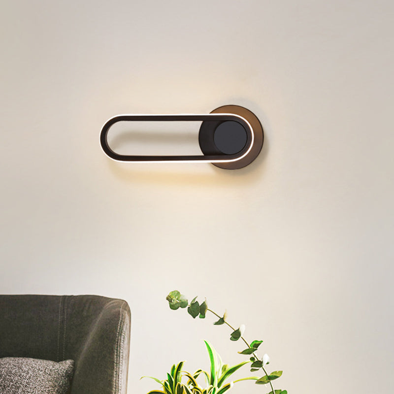 Rynx | Nightstand LED Wall Light Simple Black/White Wall Light Kit with Oval Aluminum Frame, Warm/White Light