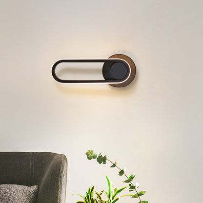 Rynx | Nightstand LED Wall Light Simple Black/White Wall Light Kit with Oval Aluminum Frame, Warm/White Light