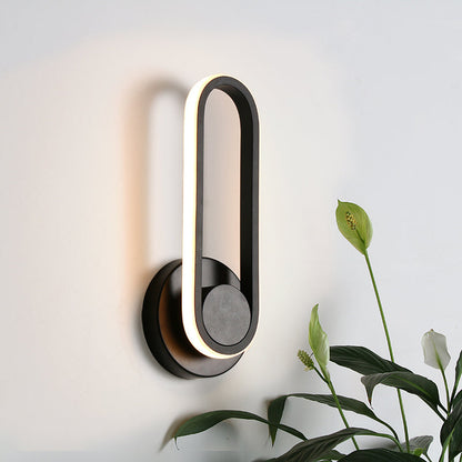 Rynx | Nightstand LED Wall Light Simple Black/White Wall Light Kit with Oval Aluminum Frame, Warm/White Light