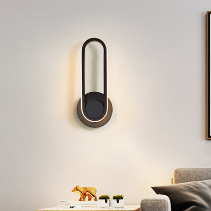 Rynx | Nightstand LED Wall Light Simple Black/White Wall Light Kit with Oval Aluminum Frame, Warm/White Light