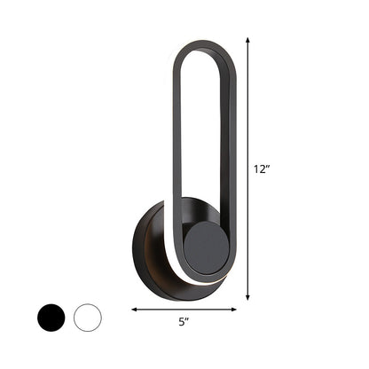 Rynx | Nightstand LED Wall Light Simple Black/White Wall Light Kit with Oval Aluminum Frame, Warm/White Light