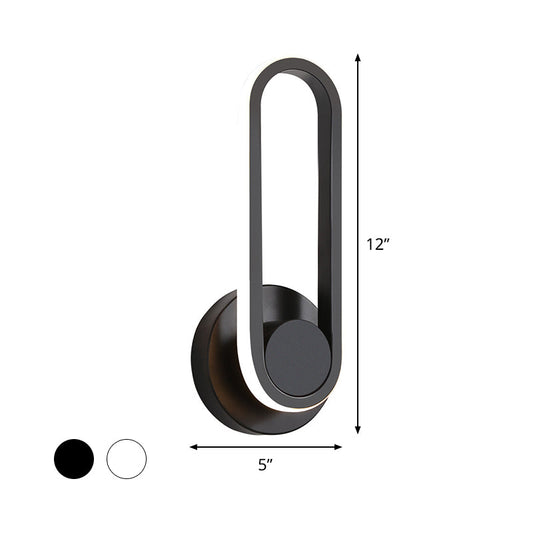 Rynx | Nightstand LED Wall Light Simple Black/White Wall Light Kit with Oval Aluminum Frame, Warm/White Light