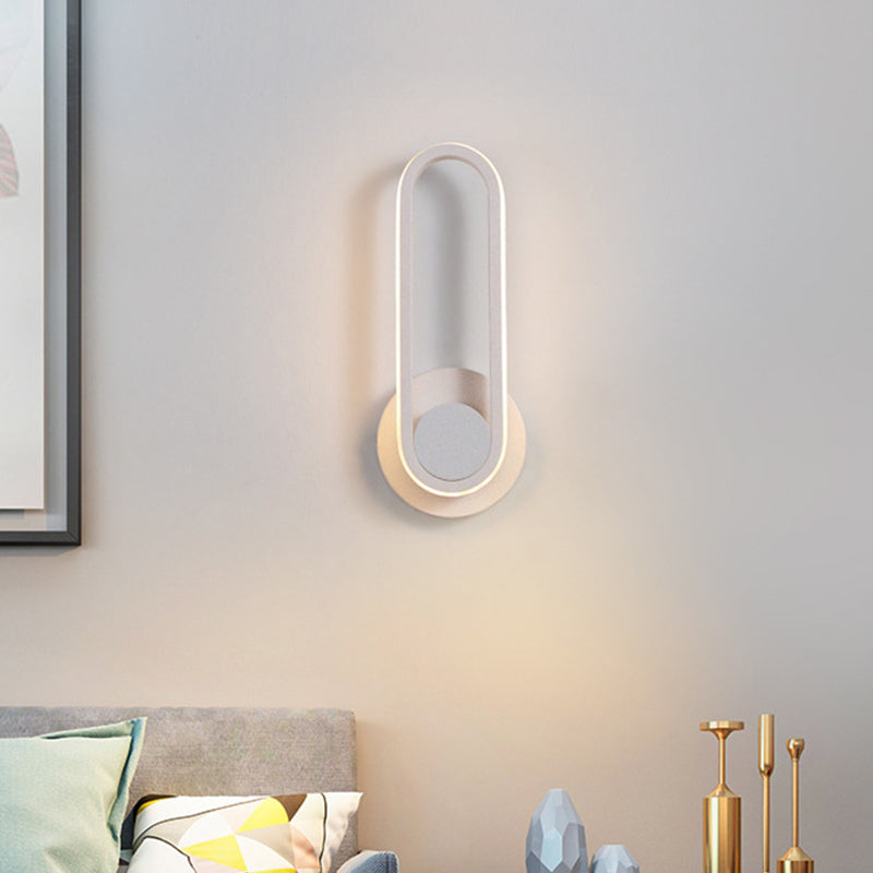 Rynx | Nightstand LED Wall Light Simple Black/White Wall Light Kit with Oval Aluminum Frame, Warm/White Light
