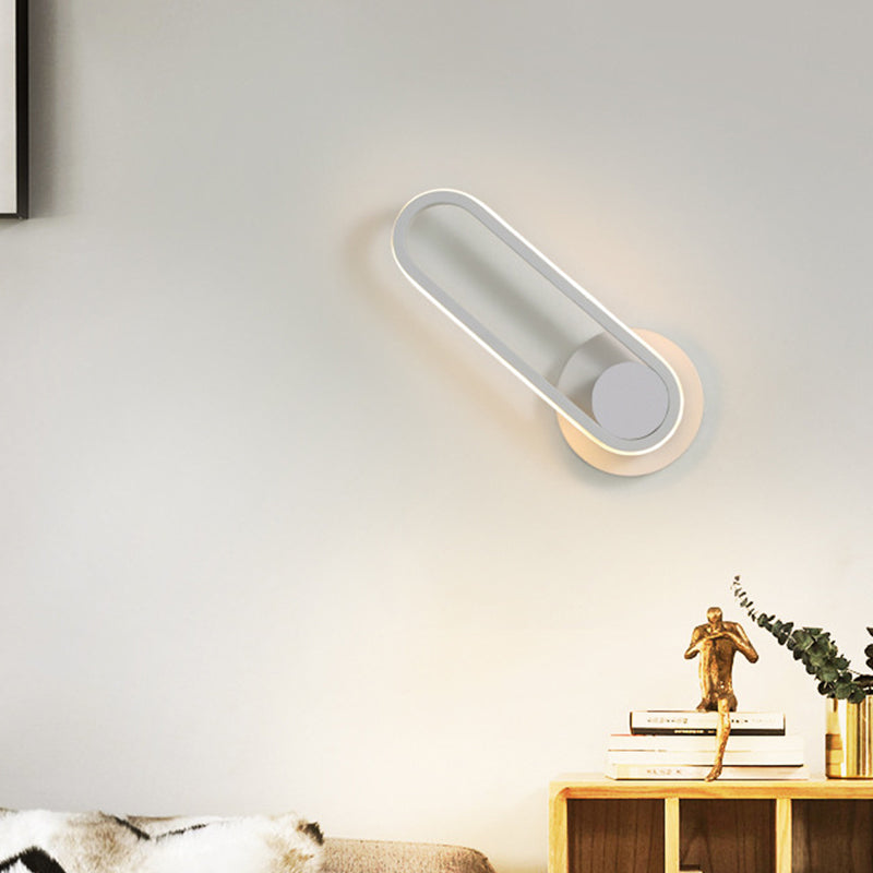 Rynx | Nightstand LED Wall Light Simple Black/White Wall Light Kit with Oval Aluminum Frame, Warm/White Light