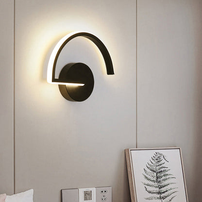 Rynx | Minimalistic Half-Round Metal Wall Lamp Ideas LED Wall-Mounted Lighting with Open Design, Warm/White Light