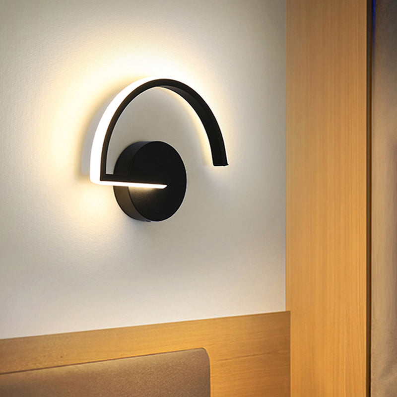 Rynx | Minimalistic Half-Round Metal Wall Lamp Ideas LED Wall-Mounted Lighting with Open Design, Warm/White Light