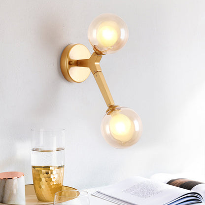 Rynx | Rotatable Tree Fork Wall Lights Ideas Modern Novelty Amber Glass 2 Bulbs Gold Wall Light Accessories