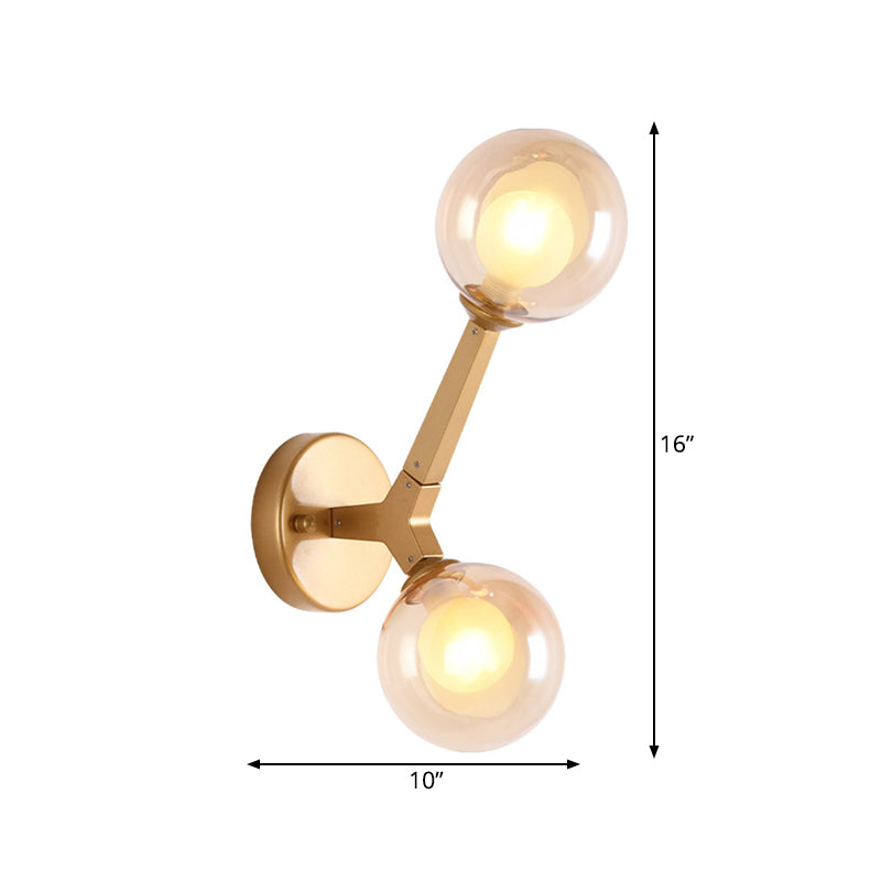 Rynx | Rotatable Tree Fork Wall Lights Ideas Modern Novelty Amber Glass 2 Bulbs Gold Wall Light Accessories
