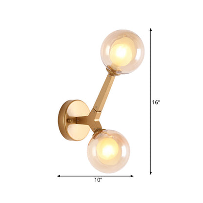 Rynx | Rotatable Tree Fork Wall Lights Ideas Modern Novelty Amber Glass 2 Bulbs Gold Wall Light Accessories
