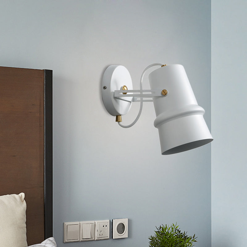 Rynx | Black/White Cone Wall Lamp Vintage Iron 1-Head Living Room Adjustable Wall Light Lighting Fixture