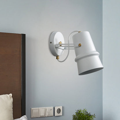 Rynx | Black/White Cone Wall Lamp Vintage Iron 1-Head Living Room Adjustable Wall Light Lighting Fixture