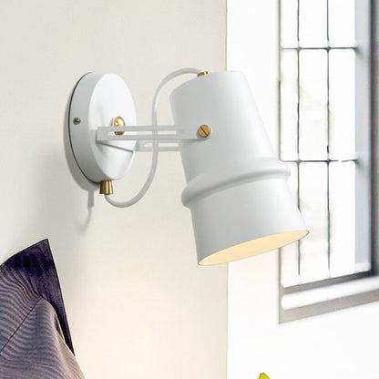 Rynx | Black/White Cone Wall Lamp Vintage Iron 1-Head Living Room Adjustable Wall Light Lighting Fixture