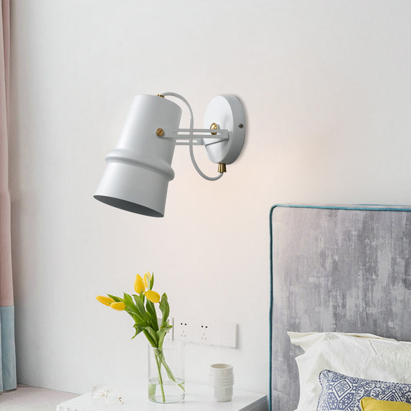 Rynx | Black/White Cone Wall Lamp Vintage Iron 1-Head Living Room Adjustable Wall Light Lighting Fixture