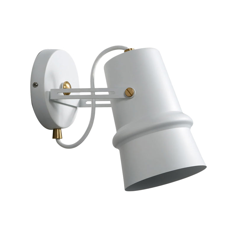 Rynx | Black/White Cone Wall Lamp Vintage Iron 1-Head Living Room Adjustable Wall Light Lighting Fixture