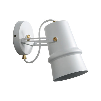Rynx | Black/White Cone Wall Lamp Vintage Iron 1-Head Living Room Adjustable Wall Light Lighting Fixture