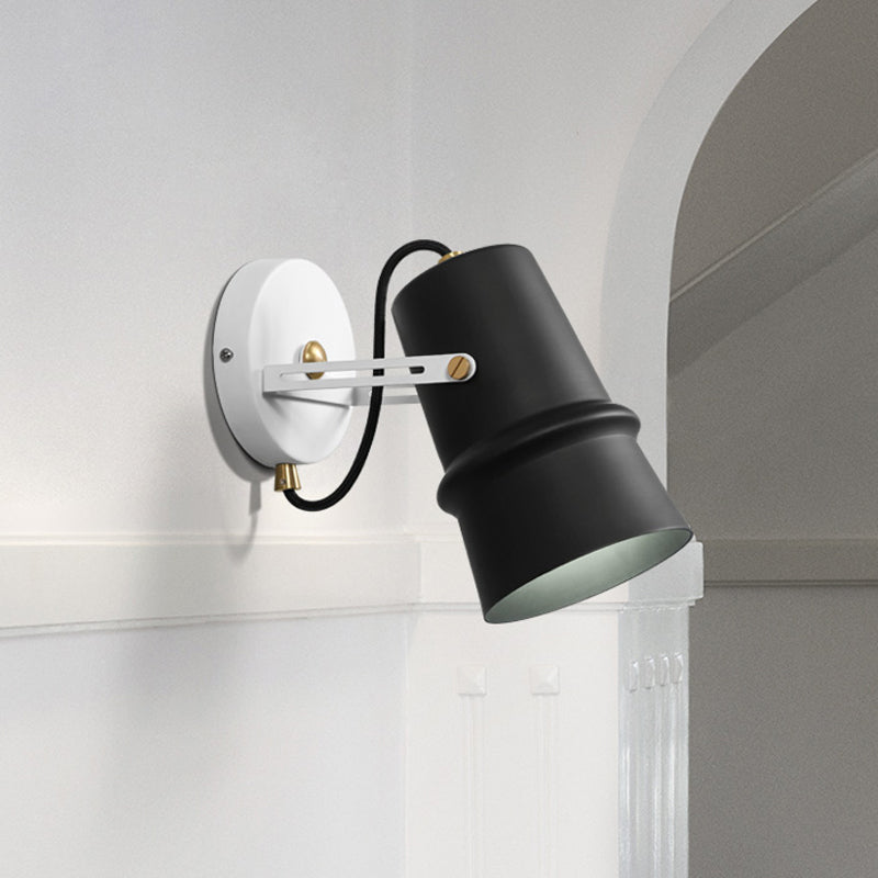 Rynx | Black/White Cone Wall Lamp Vintage Iron 1-Head Living Room Adjustable Wall Light Lighting Fixture