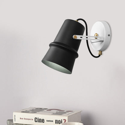 Rynx | Black/White Cone Wall Lamp Vintage Iron 1-Head Living Room Adjustable Wall Light Lighting Fixture