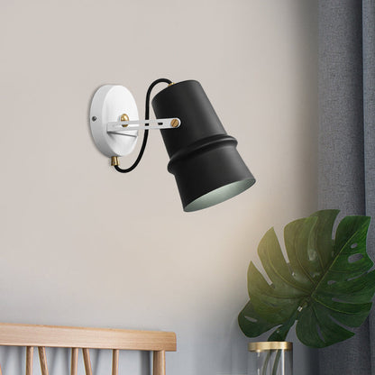 Rynx | Black/White Cone Wall Lamp Vintage Iron 1-Head Living Room Adjustable Wall Light Lighting Fixture
