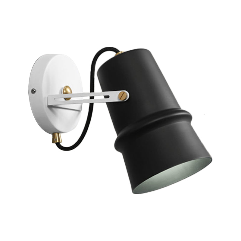 Rynx | Black/White Cone Wall Lamp Vintage Iron 1-Head Living Room Adjustable Wall Light Lighting Fixture