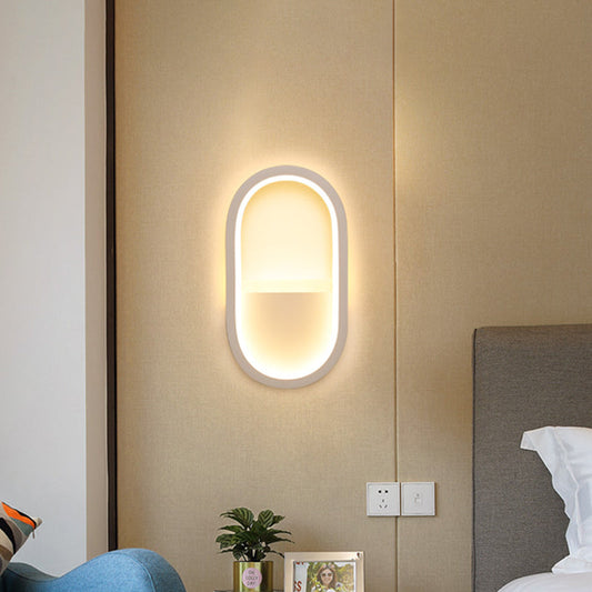 Rynx | Aluminum Ellips Mini Wall Lamp Simplicity White/Black LED Wall Fixture in Warm/White Light
