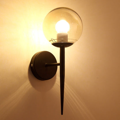 Rynx | Mini Sphere Living Room Wall Lamp Clear Glass 1 Light Minimalism Wall Lamp Ideas with Pencil Arm in Black/Gold