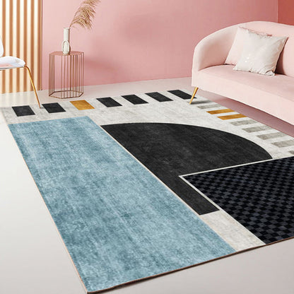Rynx | Multicolor Living Room Rug Modernist Geometric and Striped Pattern Rug Polyester Washable Non-Slip Back Pet-Friendly Rug