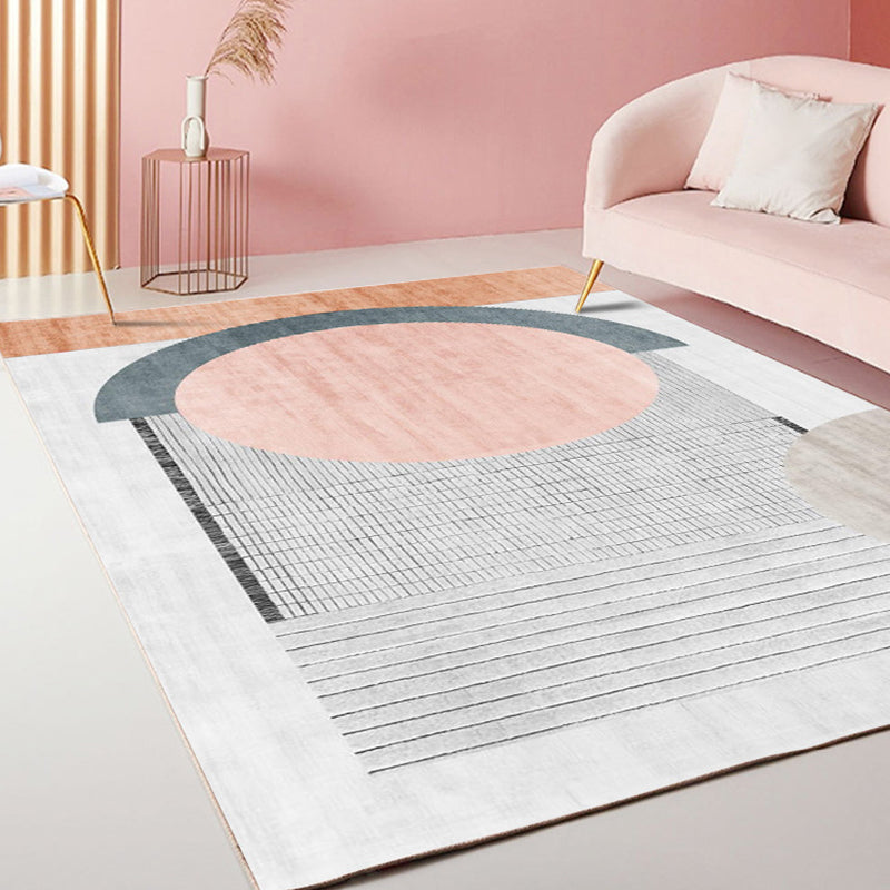Rynx | Modernism Striped Pattern Carpet Multicolor Polyester Rug Non-Slip Pet Friendly Washable Area Rug for Living Room