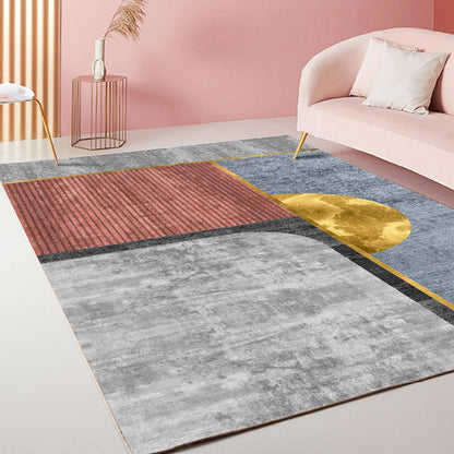 Rynx | Casual Stripe Pattern Carpet Multicolor Modern Carpet Polyester Pet-Friendly Washable Non-Slip Carpet for the Living Room