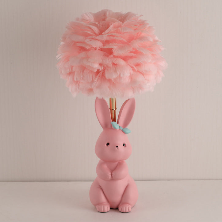Rynx | Modern Art Deco Rabbit Feather Orb Metal Goose Feather Glass 1-Light Table Lamp For Bedroom