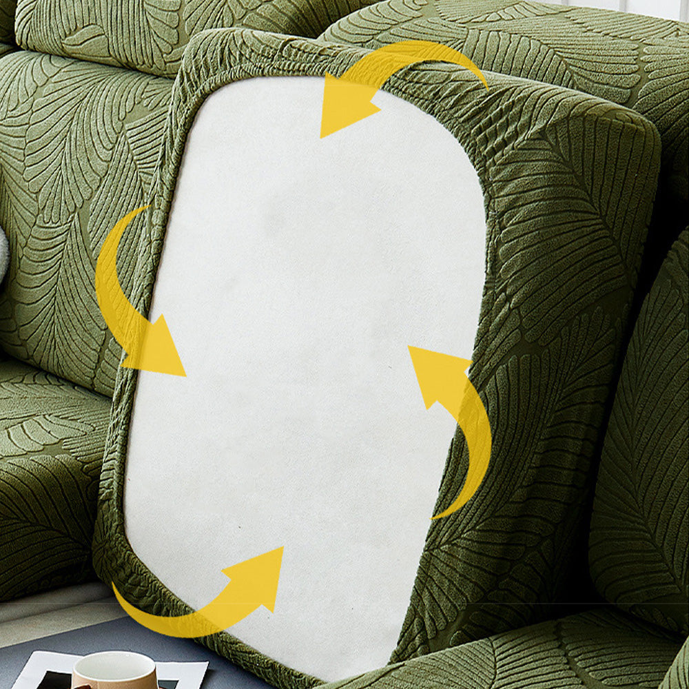 RYNX | Leaf Jacquard Waterproof Anti-Scratch Stretch Full Wrap Couch Cover