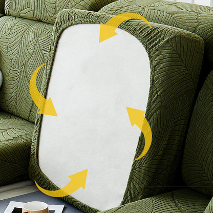 RYNX | Leaf Jacquard Waterproof Anti-Scratch Stretch Full Wrap Couch Cover