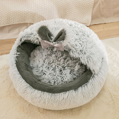 Rynx | Round Fluffy Cat Bed, Pet Bed Calming Cave Bed