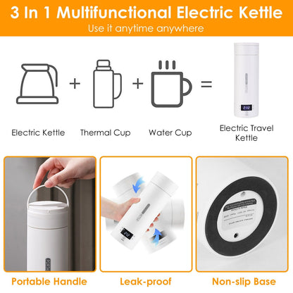 Rynx | 17Oz Stainless Steel Travel Electric Kettle with 4 Temperature Setting Modes