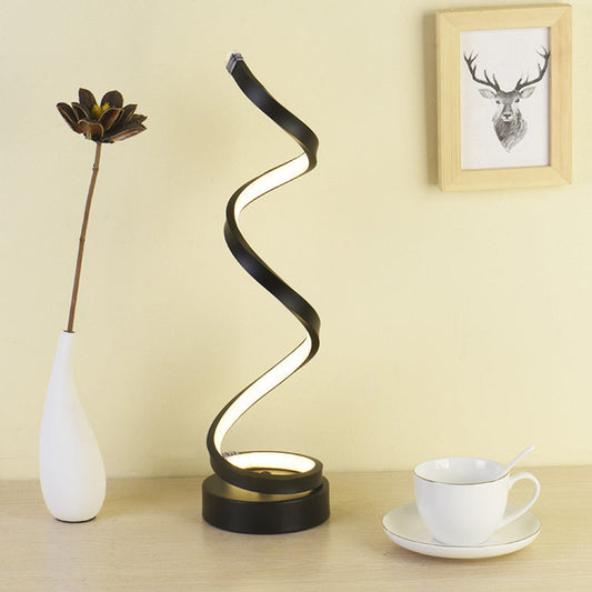 Rynx | Spiral Ribbon Metal Table Lamp Simplicity Black/White/Gold LED Work Lighting with Round Base in Warm/White Light