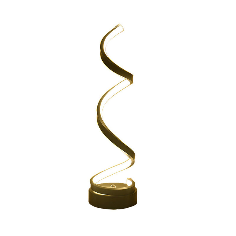Rynx | Spiral Ribbon Metal Table Lamp Simplicity Black/White/Gold LED Work Lighting with Round Base in Warm/White Light