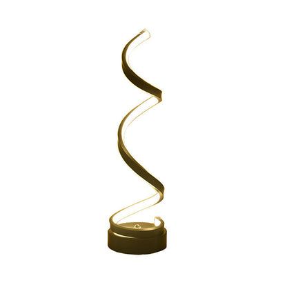 Rynx | Spiral Ribbon Metal Table Lamp Simplicity Black/White/Gold LED Work Lighting with Round Base in Warm/White Light